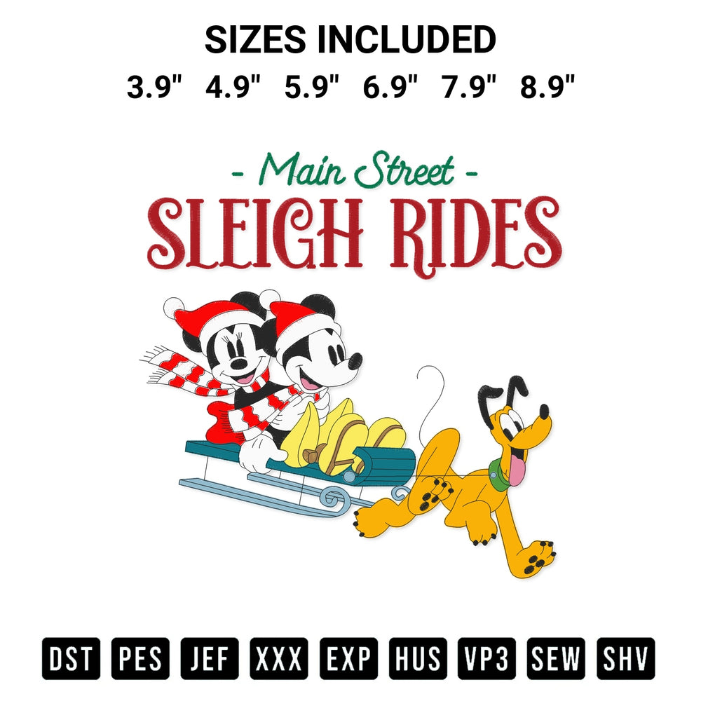 Download the Main Street Sleigh Rides Embroidery Design machine embroidery design exclusively at Designspacks.com. Premium digitized pattern for apparel and DIY crafts. Available sizes: 3.9", 4.9", 5.9", 6.9", 7.9", 8.9".