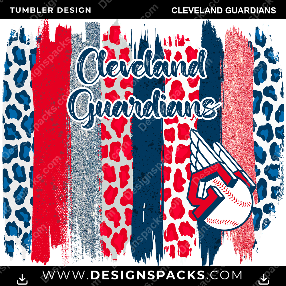 Baseball Brush Strokes Cleveland Guardians Tumbler Digital Wrap Design