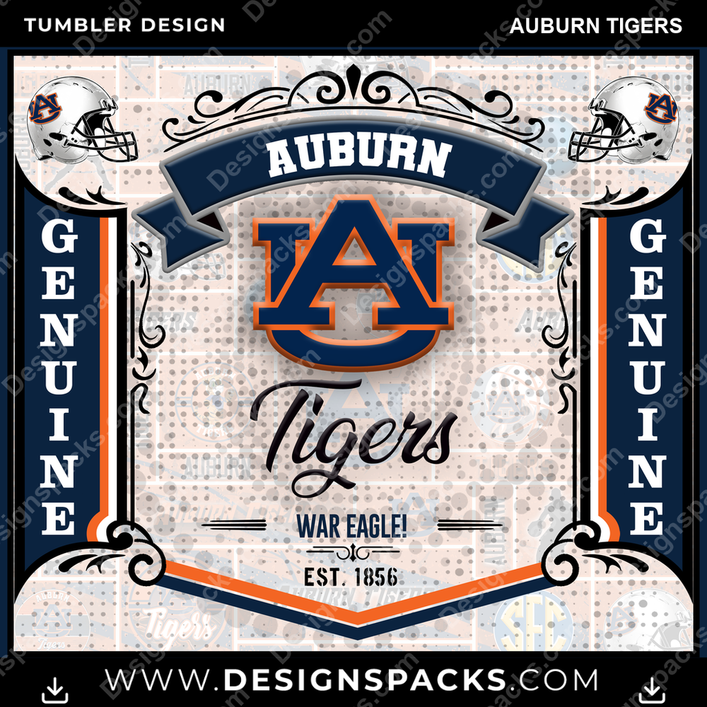 College Sport Bud Auburn Tigers Tumbler Digital Wrap Design