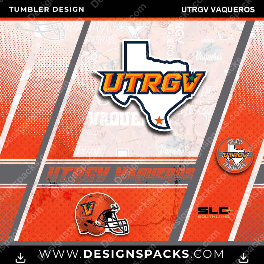 College Sport Sports UTRGV Vaqueros NCAA College Sport Tumbler Digital Wrap Design Download