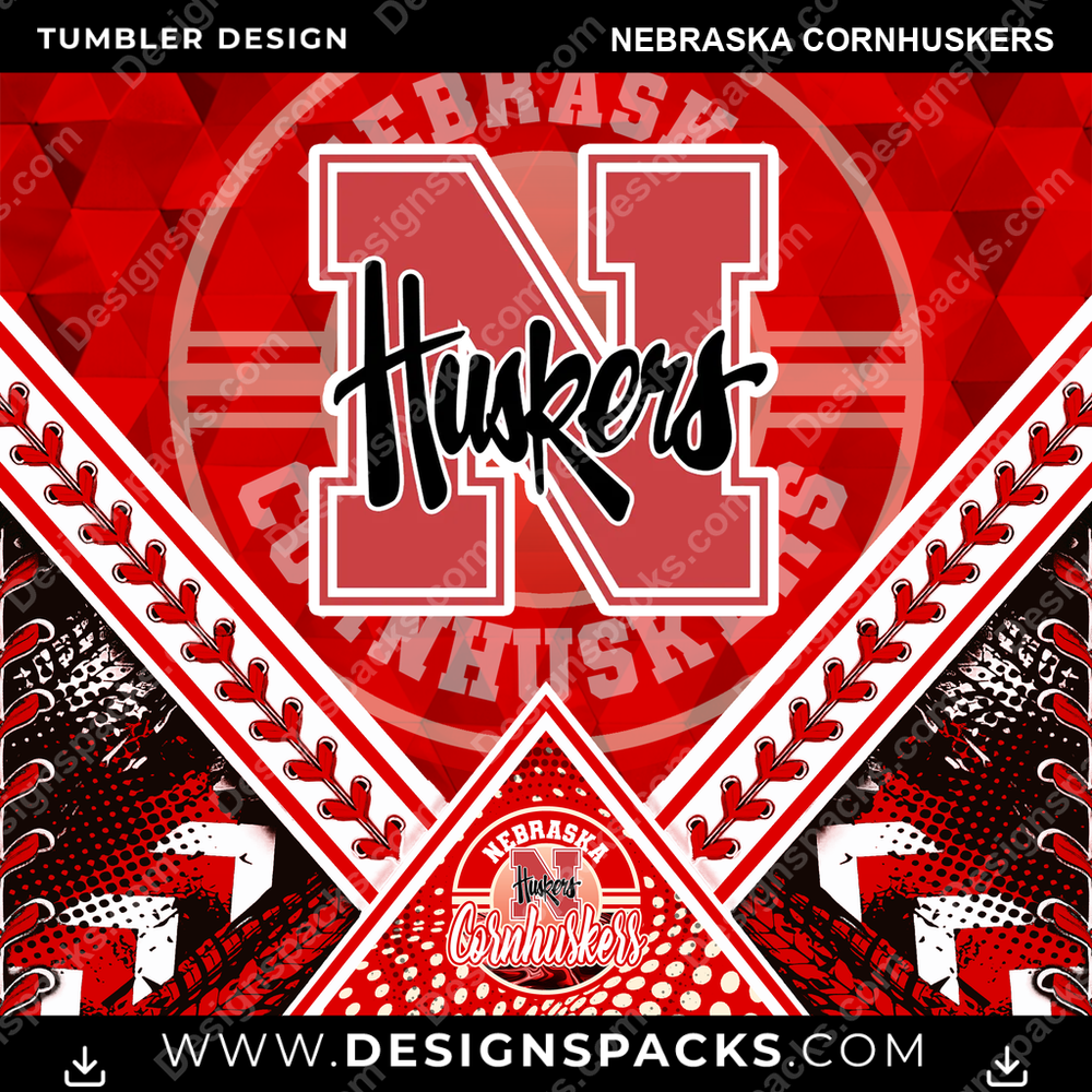College Sport Diamond Nebraska Cornhuskers Tumbler Digital Wrap Design