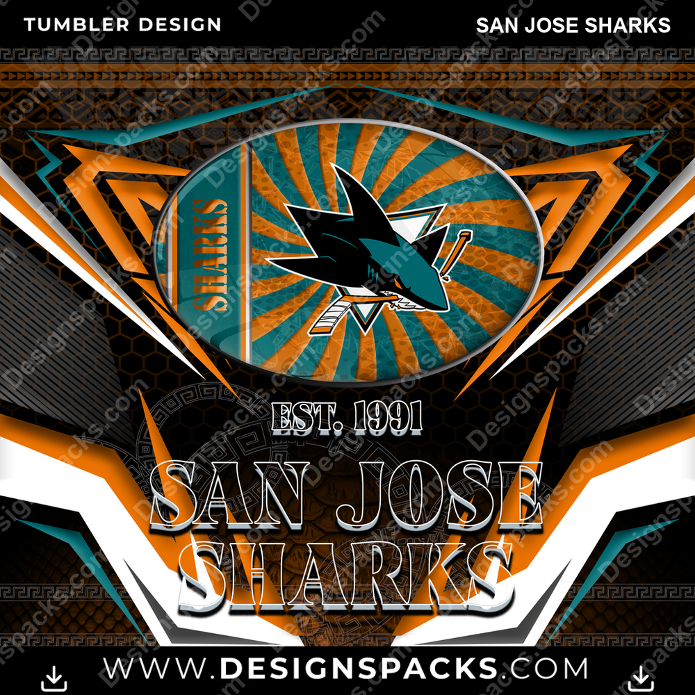 Hockey Tribal San Jose Sharks NHL Hockey Tumbler Digital Wrap Design Download