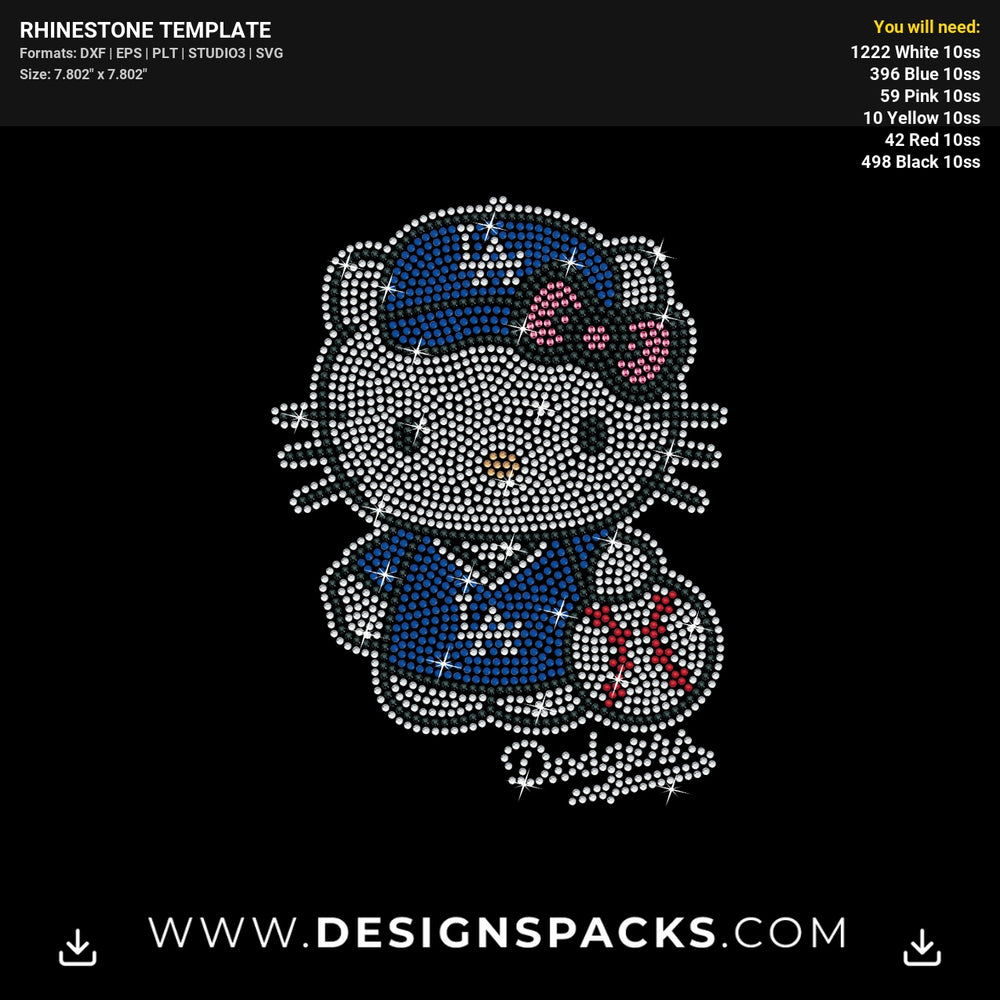 Los Angeles Dodgers Hello Kitty Rhinestone Digital Template