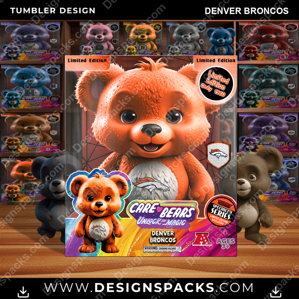 Football Care Bear Box Denver Broncos Tumbler Digital Wrap Design