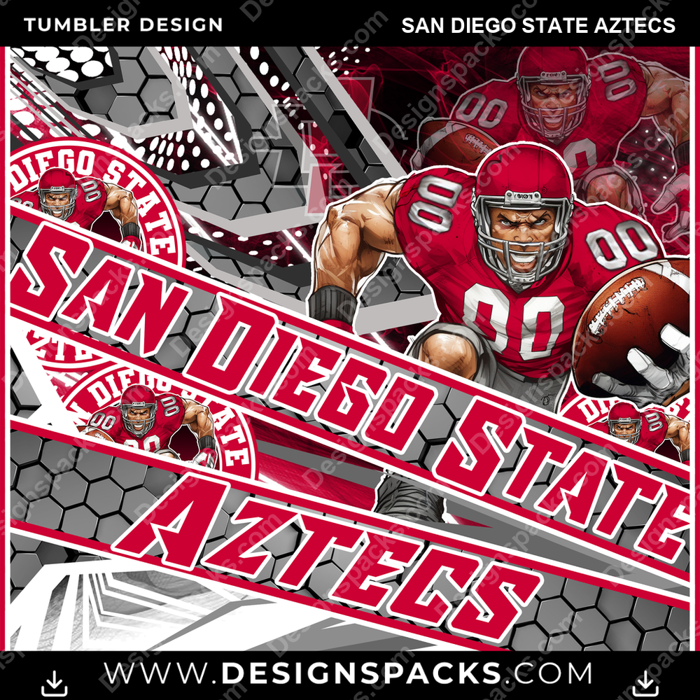 College Sport Fathead San Diego State Aztecs NCAA College Sport Tumbler Digital Wrap Design Download