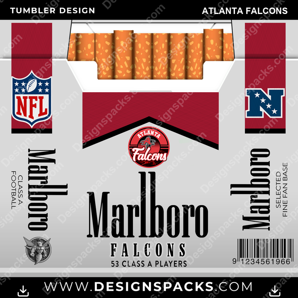Football Marlboro Atlanta Falcons Tumbler Digital Wrap Design