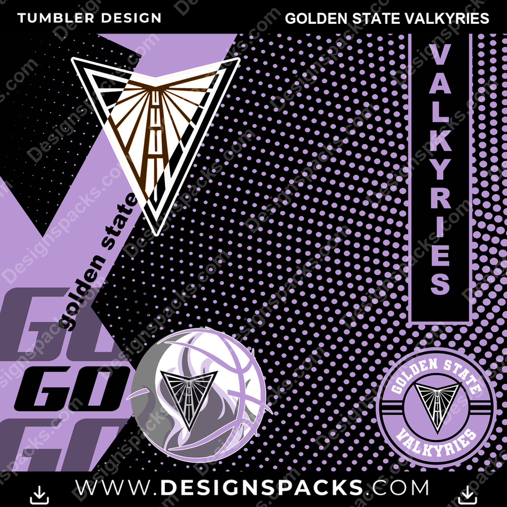 Basketball GO Golden State Valkyries Tumbler Digital Wrap Design