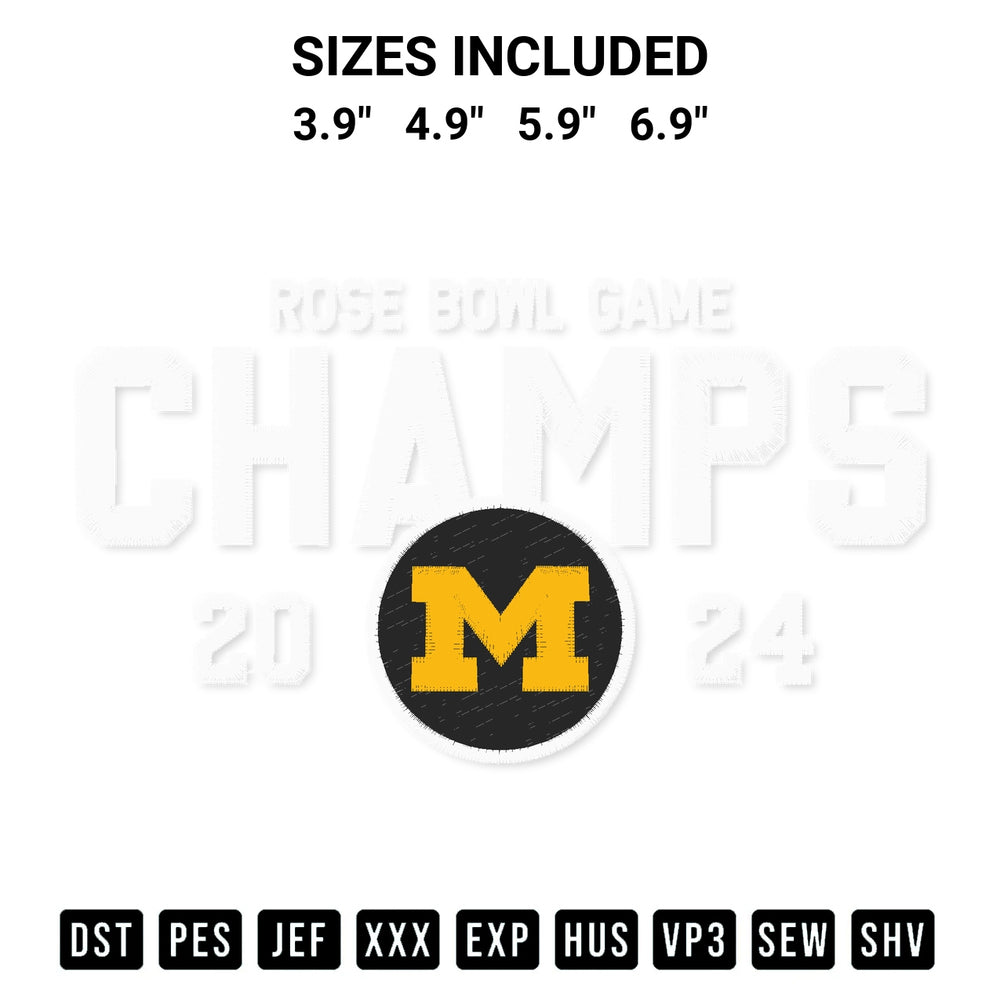 Transform your fabrics with the Rose Bowl Game Champs 2024 Embroidery Design embroidery design. Instant access to premium digitized patterns at Designspacks.com. Available sizes: 3.9", 4.9", 5.9", 6.9".
