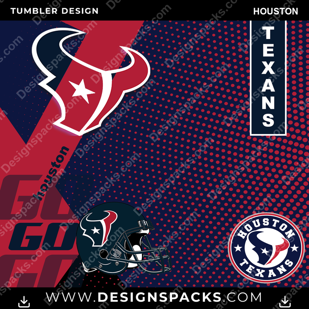 Football GO Houston Tumbler Digital Wrap Design