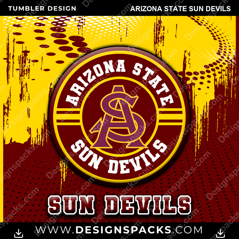College Sport Dot Logo Arizona State Sun Devils Tumbler Digital Wrap Design