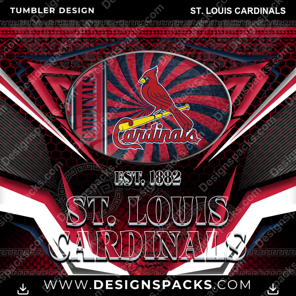 Baseball Tribal St. Louis Cardinals MLB Baseball Tumbler Digital Wrap Design Download
