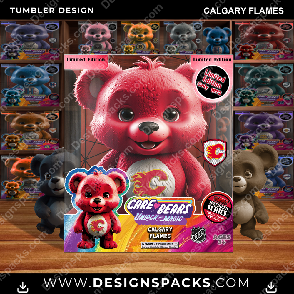 Hockey Care Bear Box Calgary Flames Tumbler Digital Wrap Design