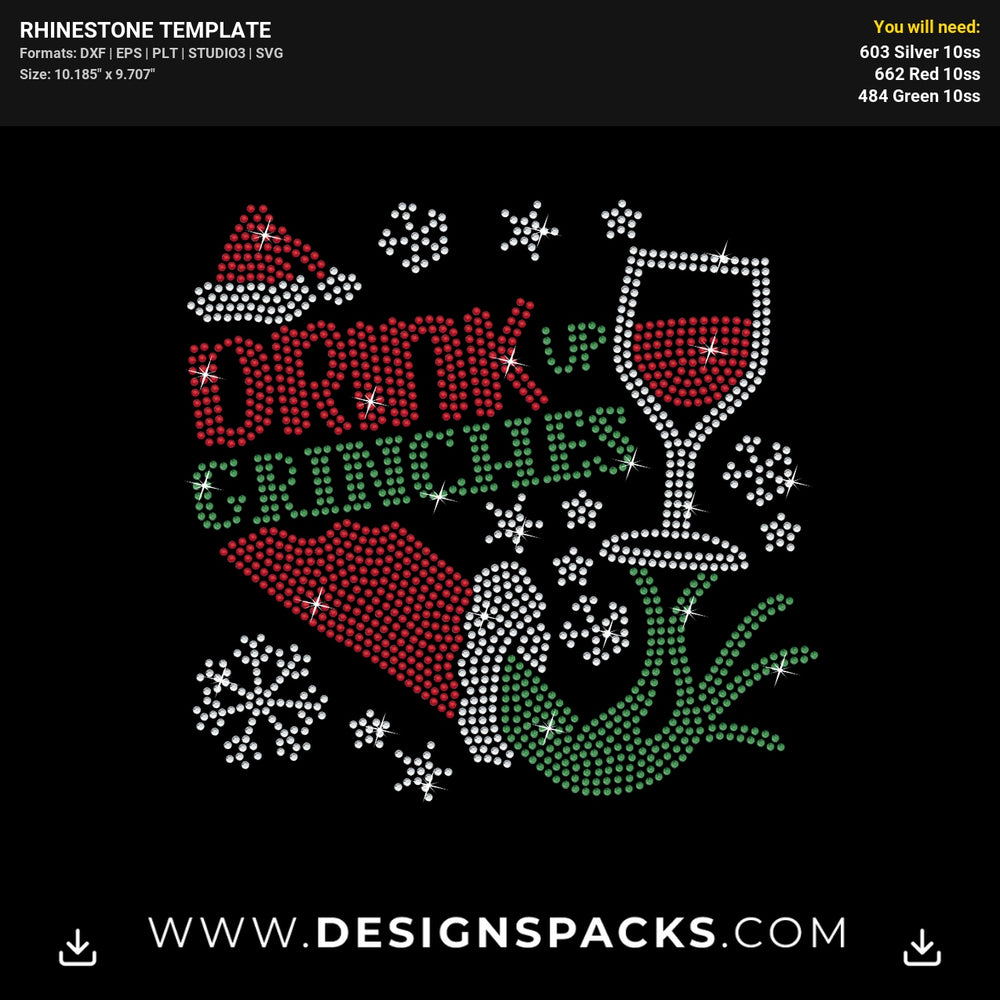 Drink Up Grinches Rhinestone Digital Template