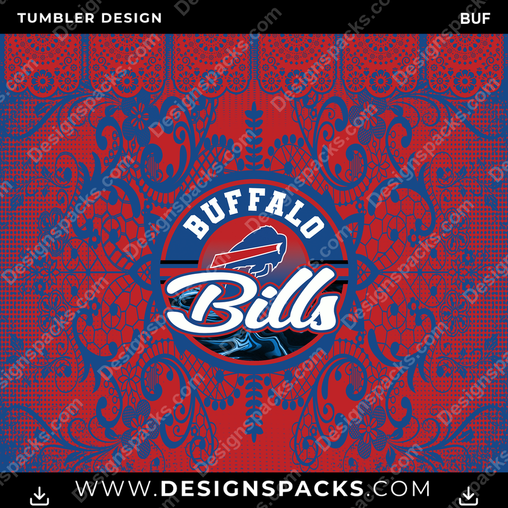 Football Lace & Logo BUF Tumbler Digital Wrap Design