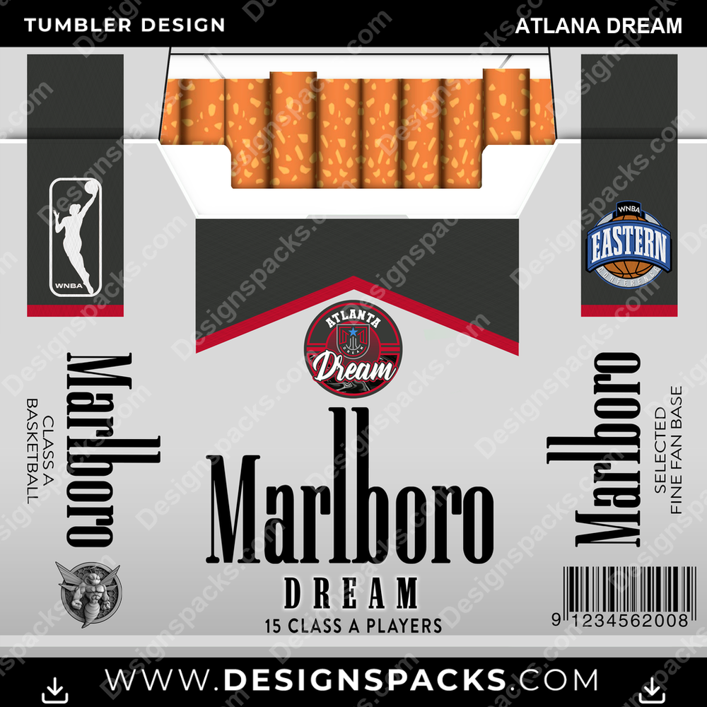 Basketball Marlboro Atlana Dream NBA Basketball Tumbler Digital Wrap Design Download