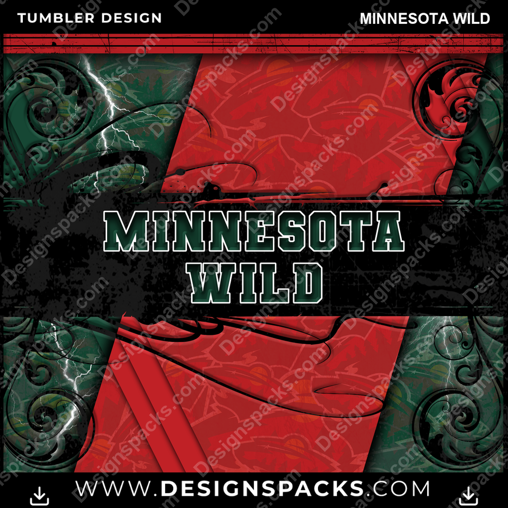 Hockey Elegant Minnesota Wild Tumbler Digital Wrap Design