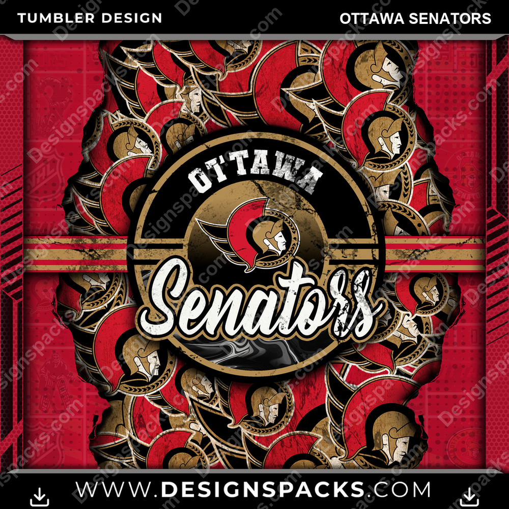 Hockey Ripped Ottawa Senators Tumbler Digital Wrap Design