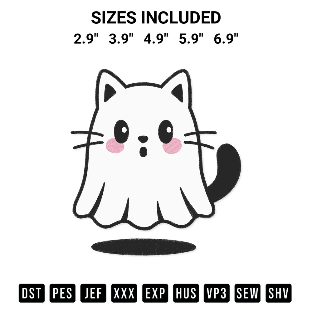 Get the Ghost Cat Embroidery Design embroidery design for your custom crafts! Premium digitized files available for instant download at Designspacks.com. Available sizes: 2.9", 3.9", 4.9", 5.9", 6.9".