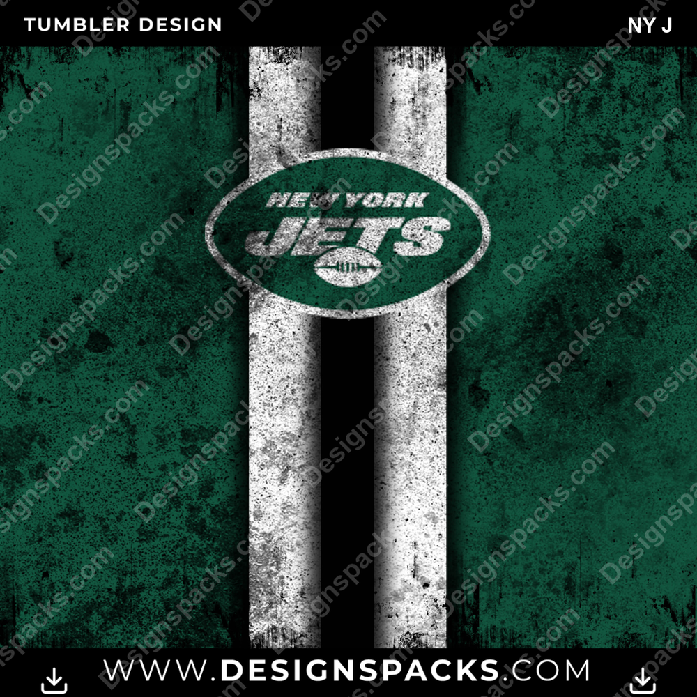 Football Grunge Style NY J NFL Football Tumbler Digital Wrap Design Download