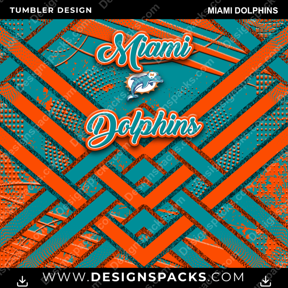 Football Glitter Stripe Miami Dolphins Tumbler Digital Wrap Design
