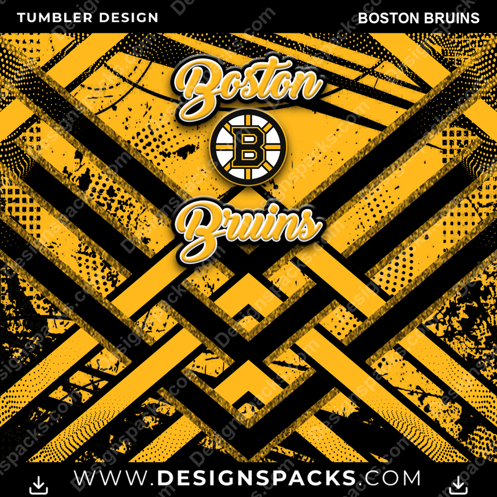 Ice Hockey Glitter Stripe Boston Bruins Tumbler Digital Wrap Design