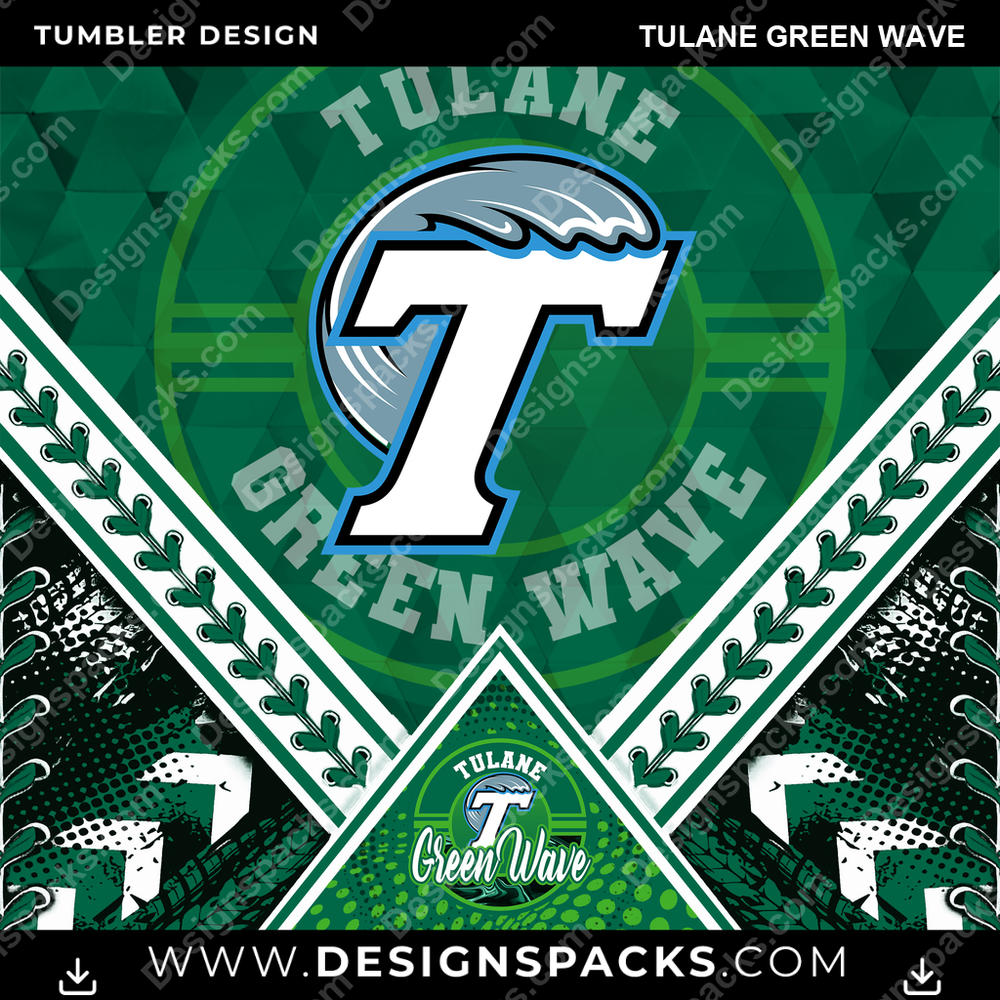 College Sport Diamond Tulane Green Wave NCAA College Sport Tumbler Digital Wrap Design Download