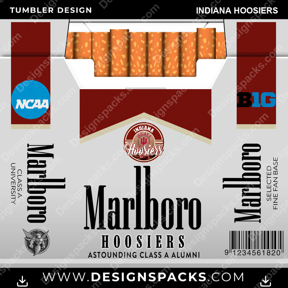 College Sport Marlboro Indiana Hoosiers Tumbler Digital Wrap Design