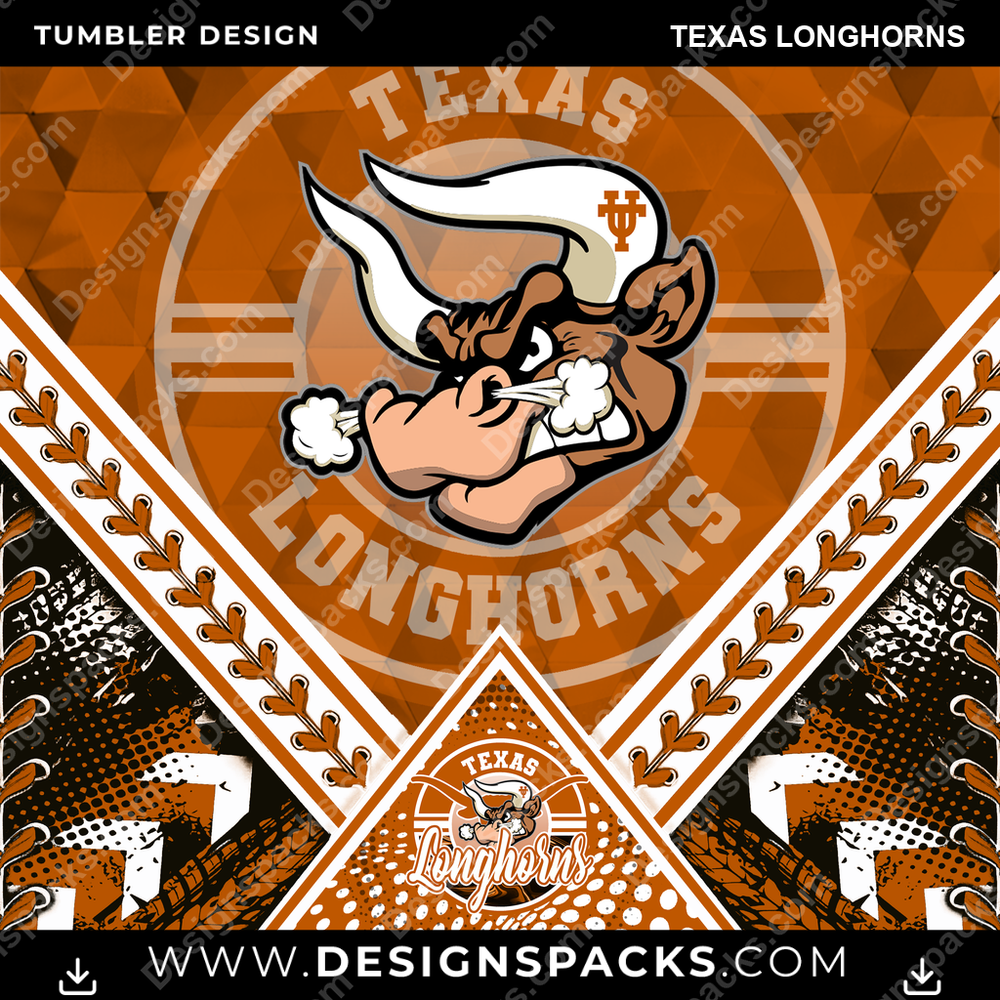 College Sport Diamond Texas Longhorns NCAA College Sport Tumbler Digital Wrap Design Download