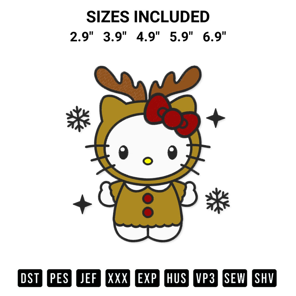 Transform your fabrics with the Hello Kitty Reindeer Embroidery Design embroidery design. Instant access to premium digitized patterns at Designspacks.com. Available sizes: 2.9", 3.9", 4.9", 5.9", 6.9".