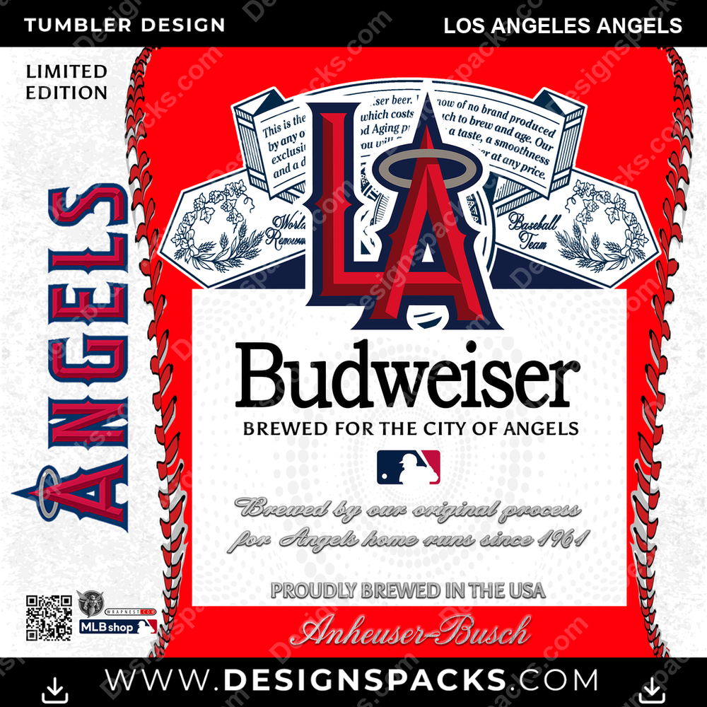 Baseball Bud Los Angeles Angels Tumbler Digital Wrap Design