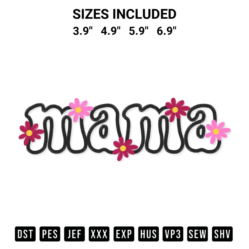 Discover the perfect addition to your crafting collection: Floral Mama Embroidery Design embroidery file. Instantly available at Designspacks.com. Available sizes: 3.9", 4.9", 5.9", 6.9".