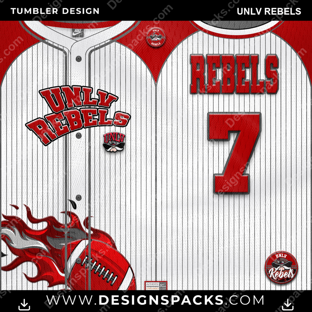 College Sport Team Button-Up Jersey UNLV Rebels NCAA College Sport Tumbler Digital Wrap Design Download
