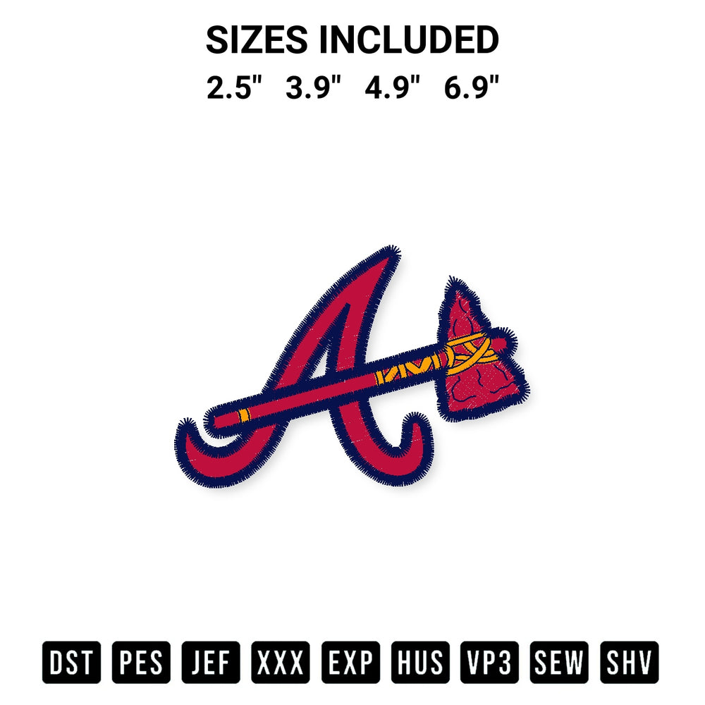 Stitch like a pro with the Atlanta Braves Logo Embroidery Design embroidery pattern from Designspacks.com. High-quality digital machine embroidery file. Available sizes: 2.5", 3.9", 4.9", 6.9".