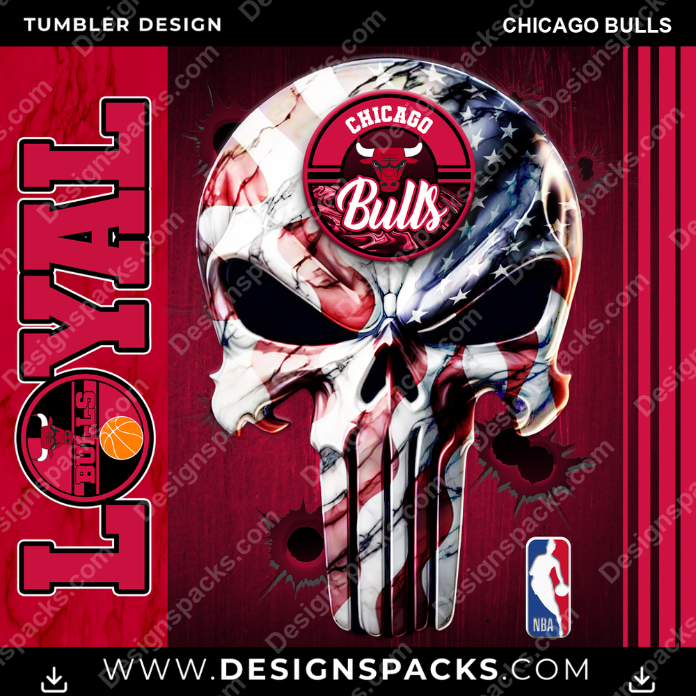 Basketball Loyal Chicago Bulls Tumbler Digital Wrap Design