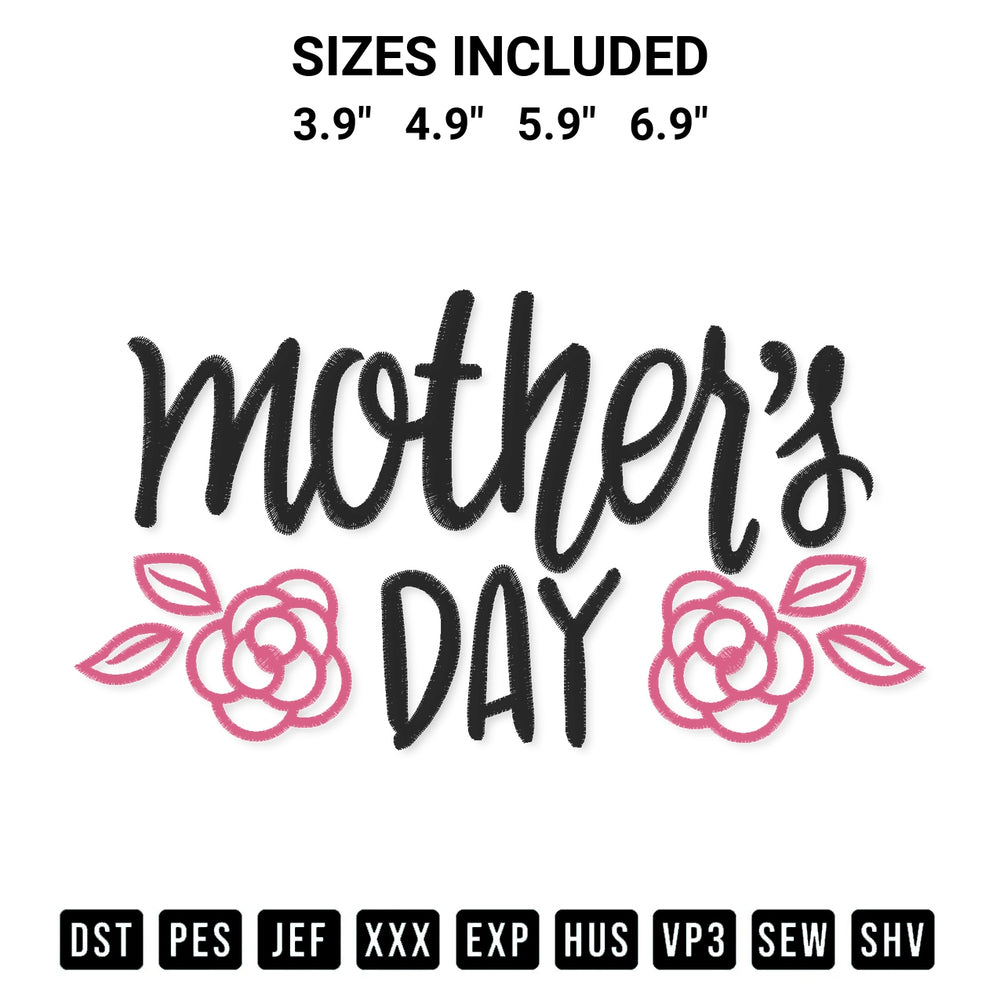 Discover the perfect addition to your crafting collection: Mothers Day Floral Embroidery Design embroidery file. Instantly available at Designspacks.com. Available sizes: 3.9", 4.9", 5.9", 6.9".