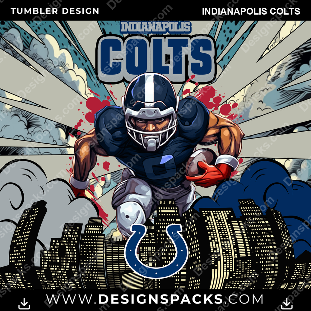 Football Comic Cover Indianapolis Colts Tumbler Digital Wrap Design