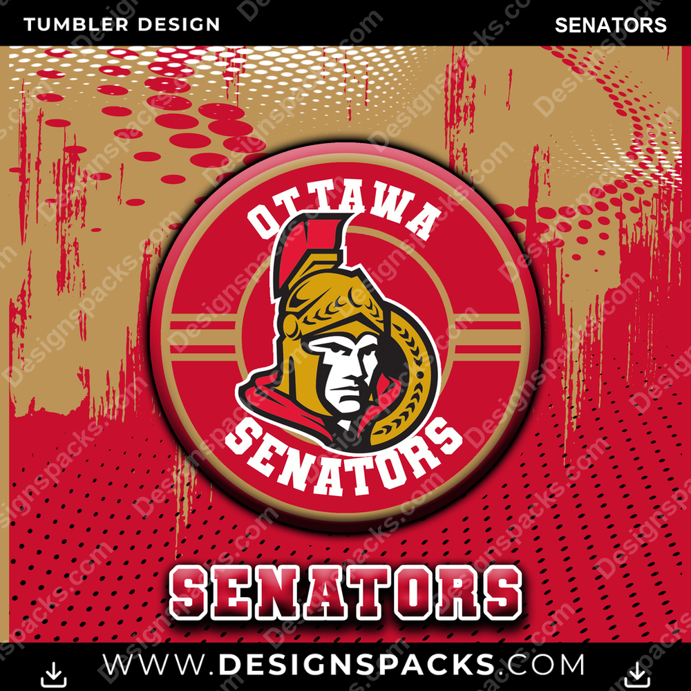 Ice Hockey Dot Logo SENATORS Tumbler Digital Wrap Design