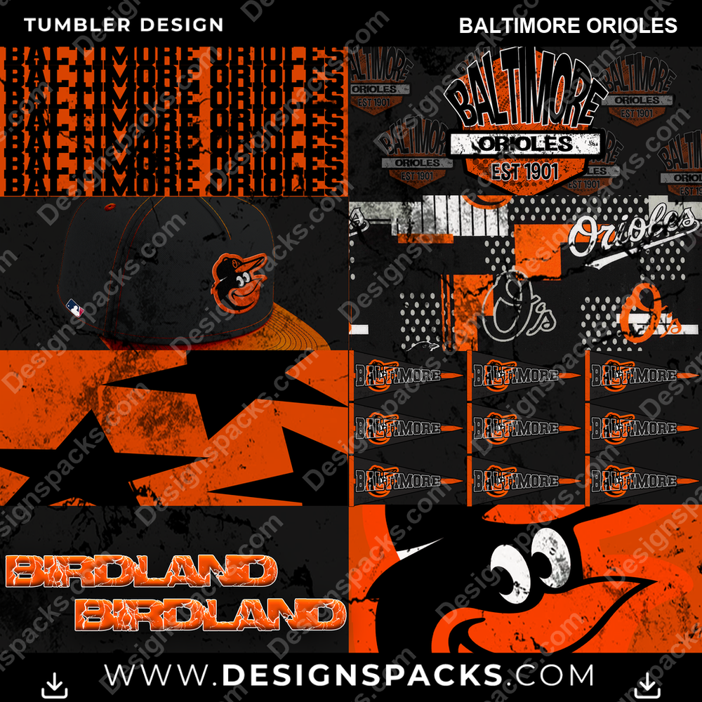 Baseball Distressed BG Baltimore Orioles Tumbler Digital Wrap Design