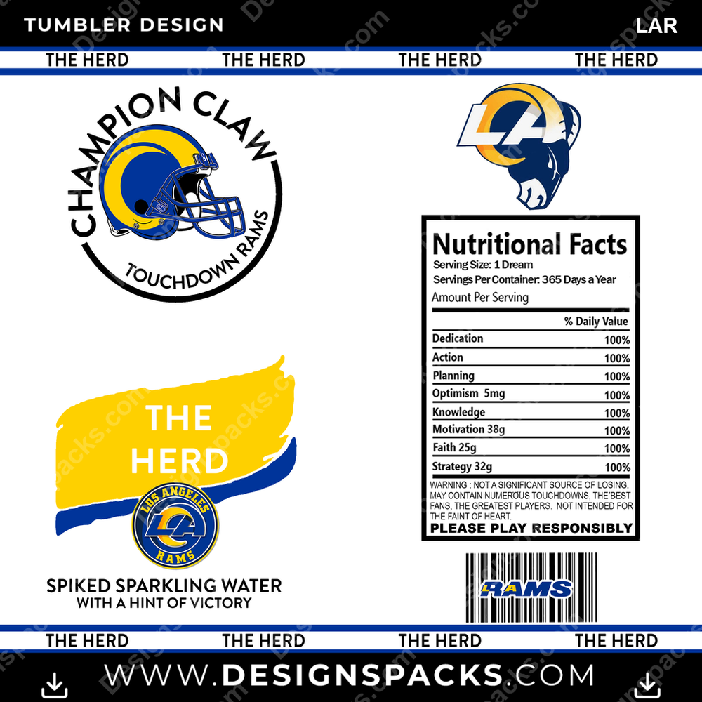 Football White Claw LAR Tumbler Digital Wrap Design
