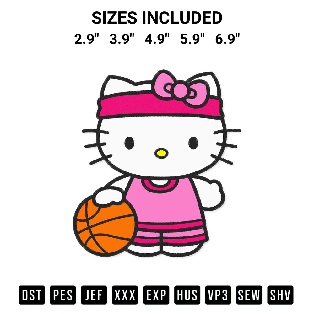 Add a unique touch to your apparel with the Hello Kitty Basketball Embroidery Design embroidery file. Premium instant download available now on Designspacks.com. Available sizes: 2.9", 3.9", 4.9", 5.9", 6.9".