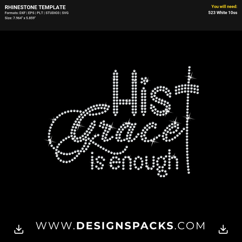 His Grace Is Enough Cross Rhinestone Digital Template
