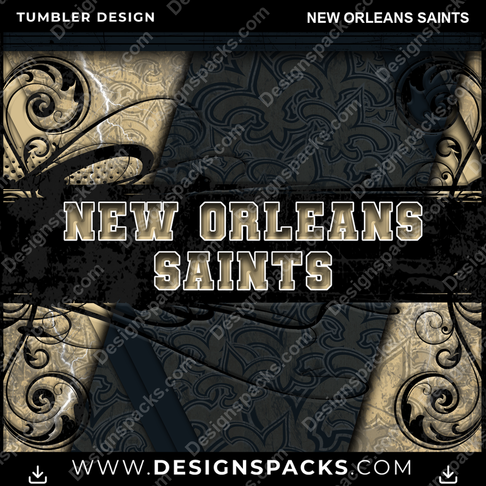 Football Elegant New Orleans Saints NFL Football Tumbler Digital Wrap Design Download