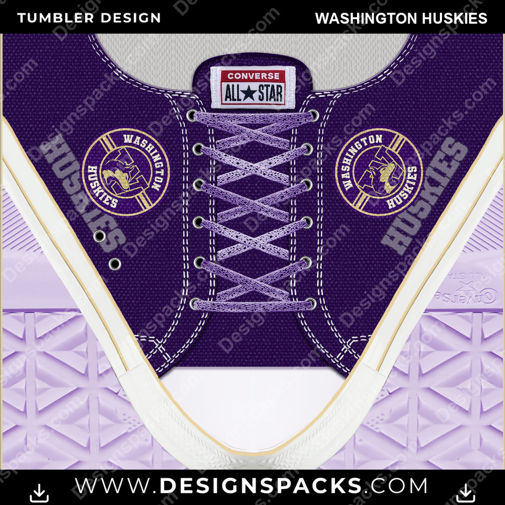 College Sport Converse Washington Huskies Tumbler Digital Wrap Design