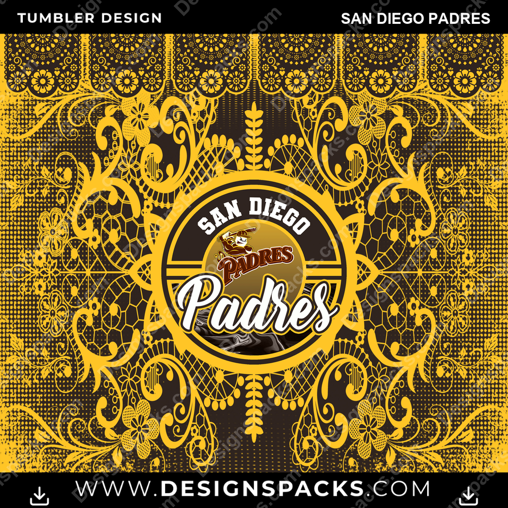 Baseball Lace & Logo San Diego Padres Tumbler Digital Wrap Design