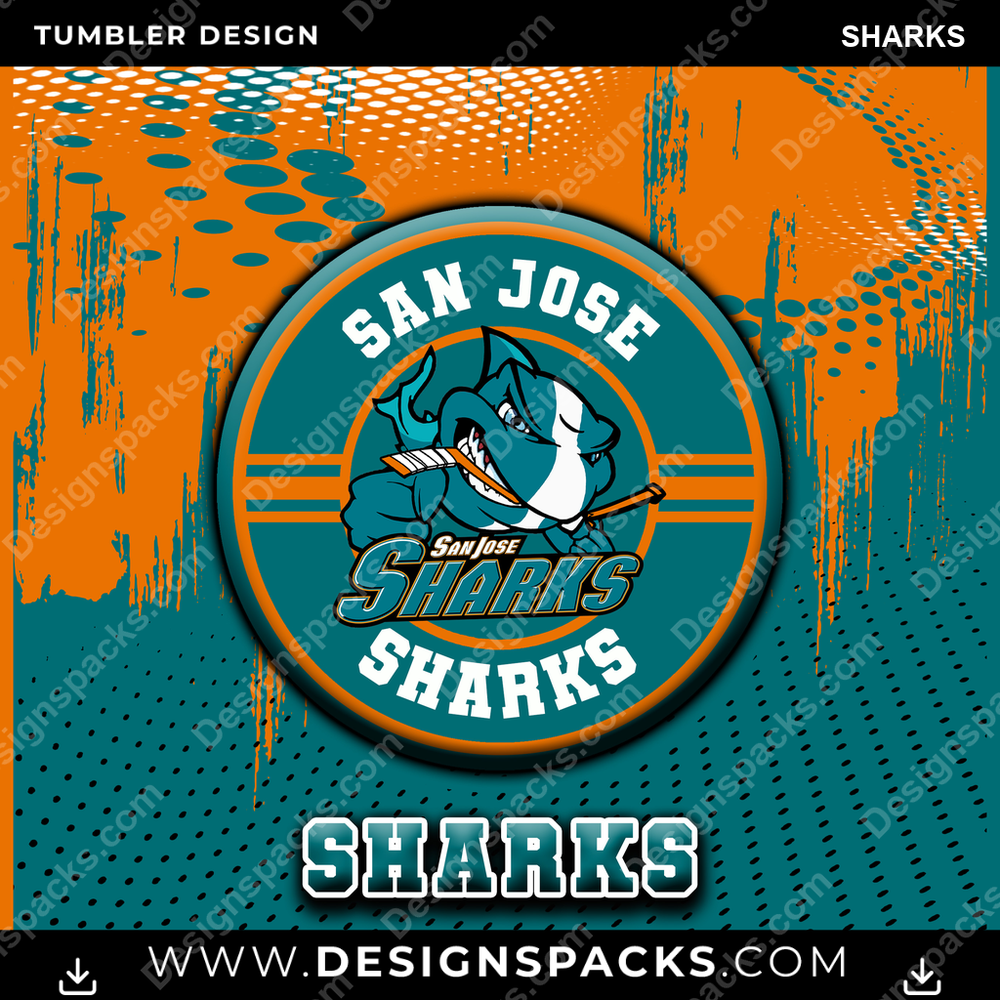 Ice Hockey Dot Logo SHARKS Tumbler Digital Wrap Design