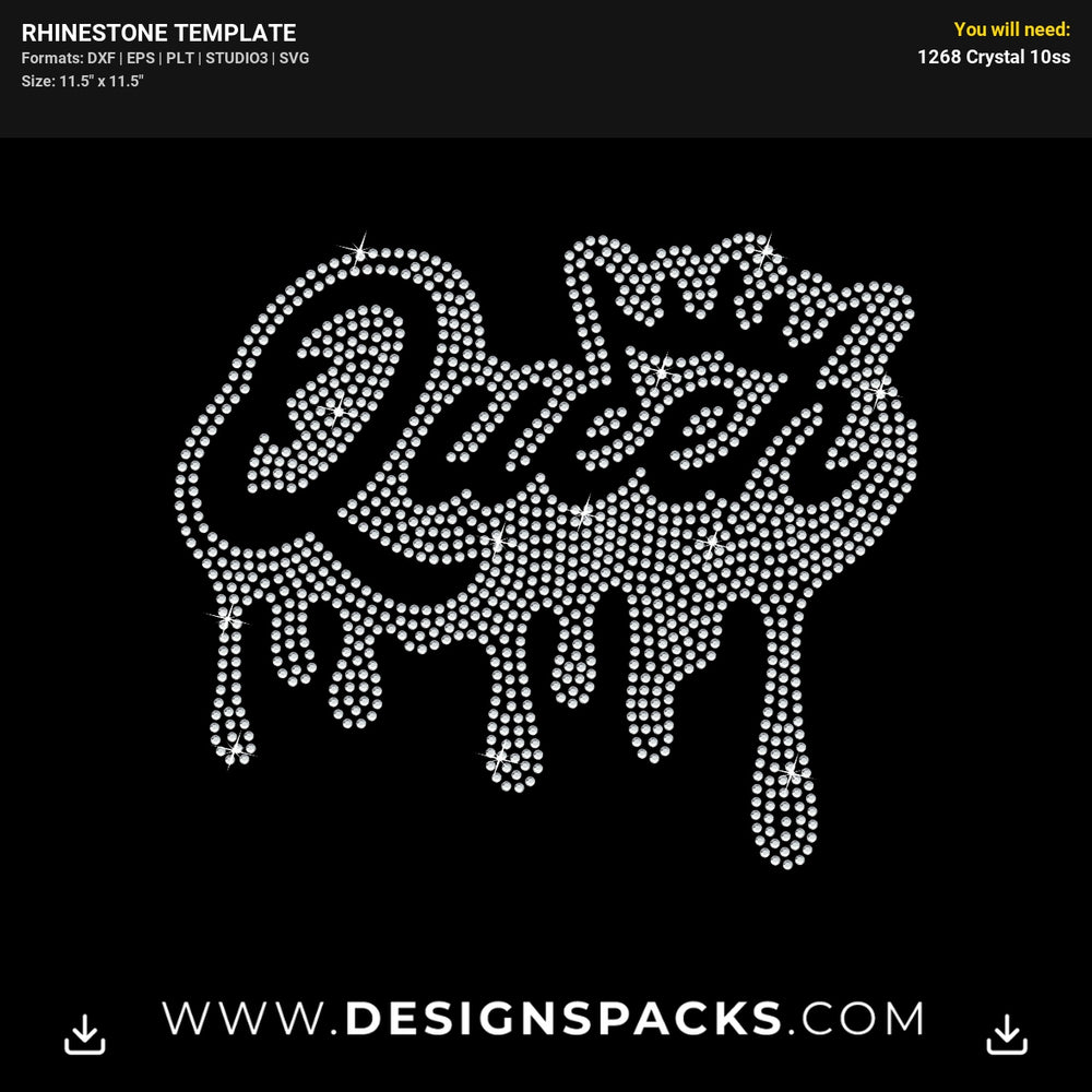 Dripping Queen Crown Rhinestone Digital Template