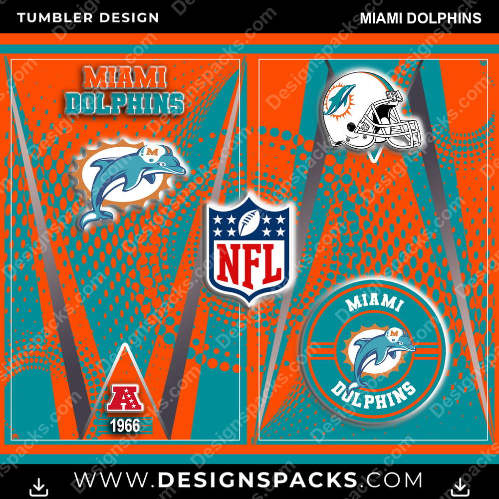 Football Team Logo Miami Dolphins Tumbler Digital Wrap Design