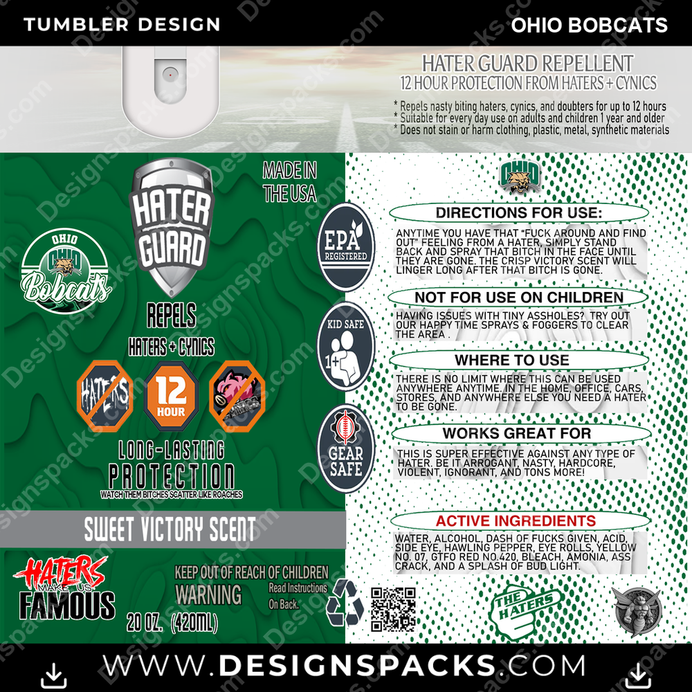 College Sport Hater Guard Ohio Bobcats NCAA College Sport Tumbler Digital Wrap Design Download