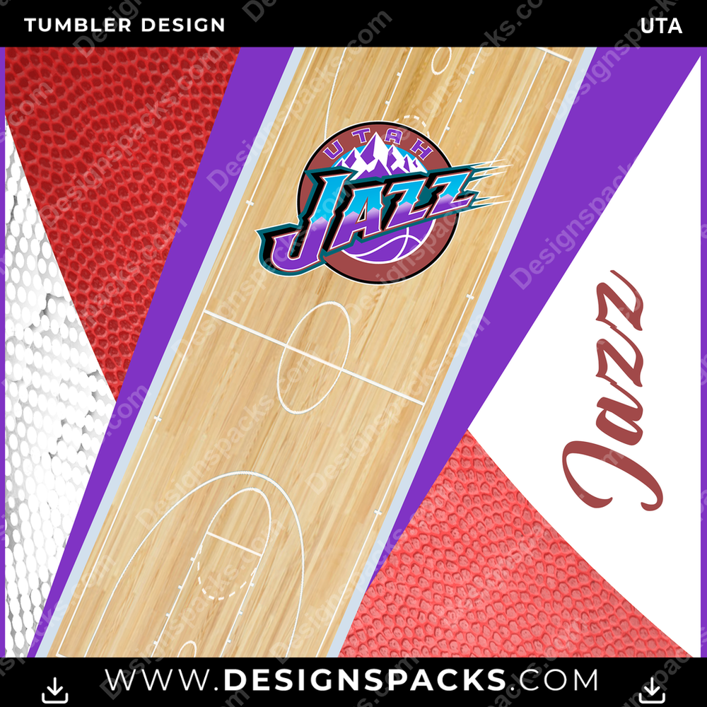 Basketball Court UTA Tumbler Digital Wrap Design
