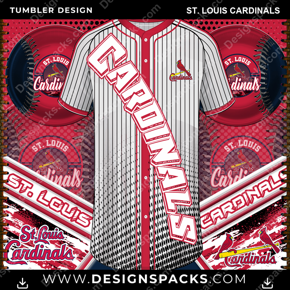 Baseball Jersey Team St. Louis Cardinals MLB Baseball Tumbler Digital Wrap Design Download